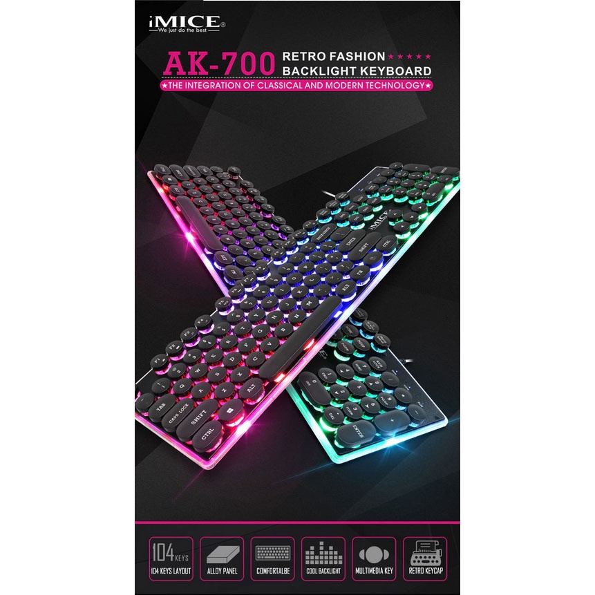 iMice Gaming Keyboard RGB Backlit - AK-700 - Black