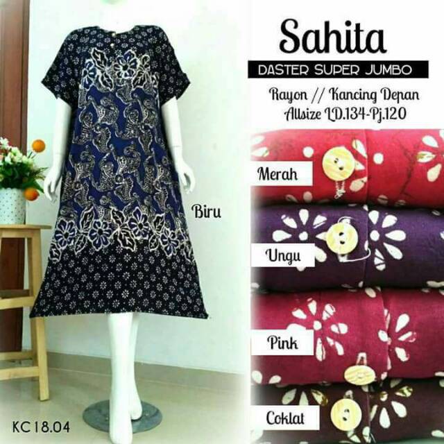 daster jumbo sahita grosir baju tidur lengan panjang