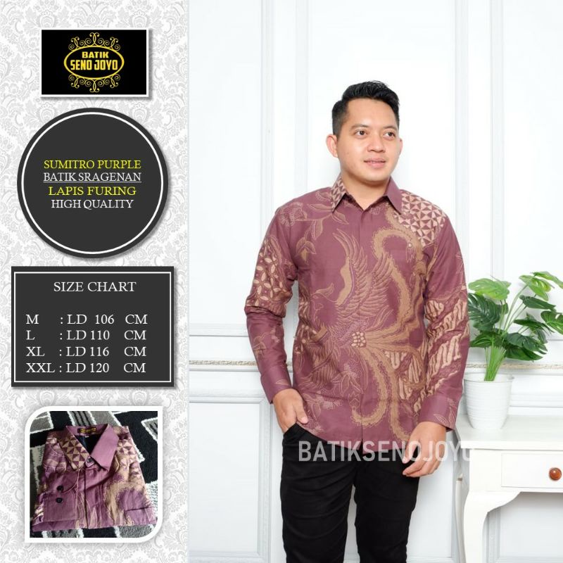 Kemeja Batik Lengan Panjang Pria Warna Purple Batik Warna Ungu  FullFuring Batik Warna Lilac sumitro
