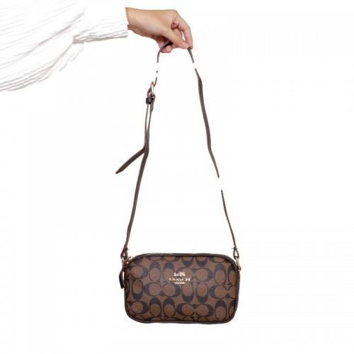 Tas Ransel Wanita Import Terbaru COACH Keith Haring Flitter Double Crossbody slempang 2 Ruang