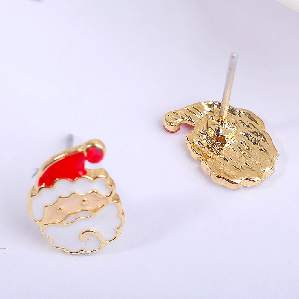 Hu Hu Hu Hu Hu Alat Bantu Pasang Kacamata♡ Anting Tusuk Motif Snowflake / Santa Claus Hias Berlian Imitasi Untuk Wanita / Hadiah Natal