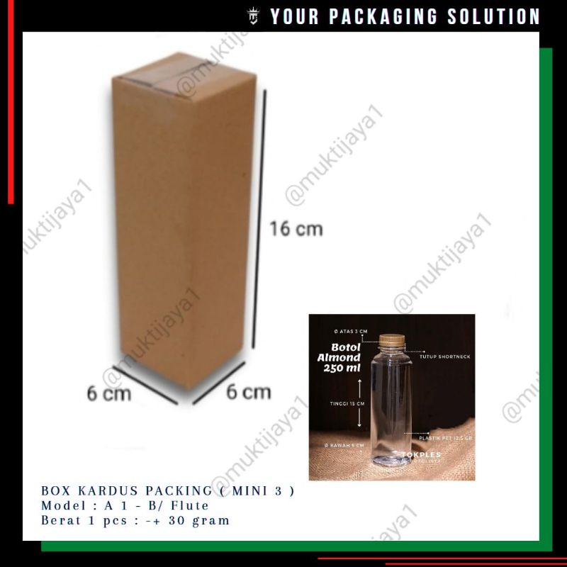 

BOX MINI 3 • Uk. 6x6x16cm • Kotak/Kardus/Karton/Botol Almond