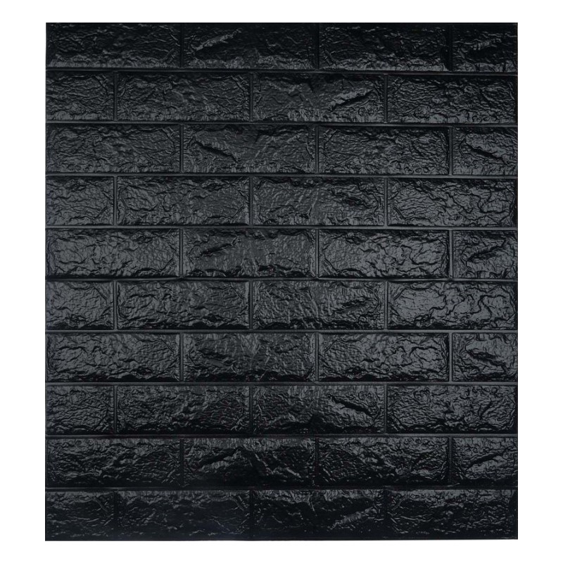 Wallpaper dinding 3D brickfoam modern  ukuran 38cm x 77CM Lapak wallpaper-HITAM-GLOSSY-38X70CM