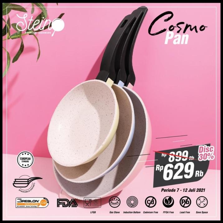 Stein Cosmo Pan Panci Set Marble Coating Non Stick Wok Steincookware