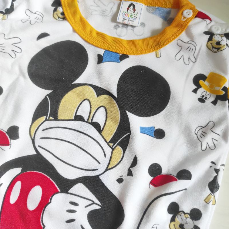 YEIKO MICKEY setelan baju tidur celana panjang kancing bahu anak bayi 1 2 tahun