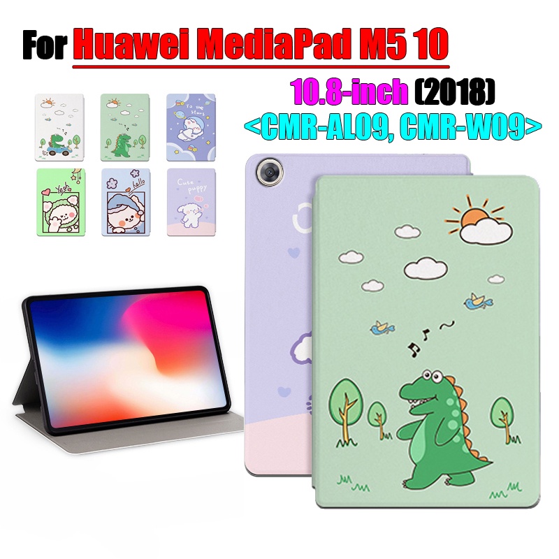 [Stok Ready] Untuk Huawei MediaPad M5 10.8-inci (2018) CMR-AL09 CMR-W09 Tablet Pelindung Case Fashion Pola Kartun Anime Stand Flip Cover