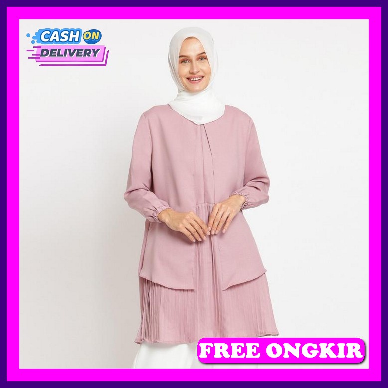 Blouse Wanita Baju Cewek Murah Jumbo Import Katun Tunik Muslim Atasan Motif Lengan Serut Baju Tunik 