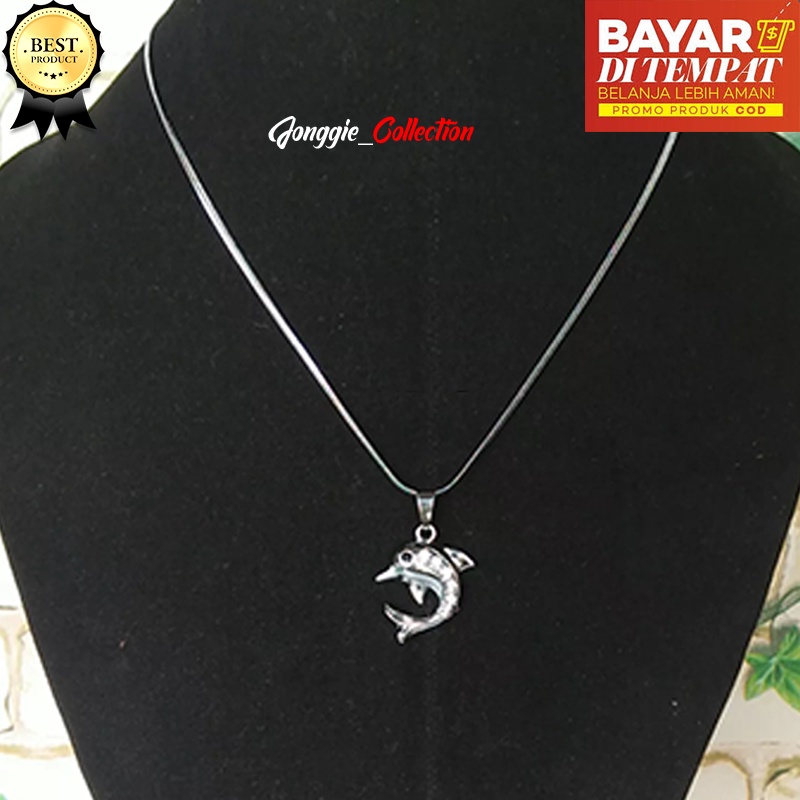 KALUNG TITANIUM LIONTIN LUMBA-LUMBA/DOLPIN PERMATA 2D ANTI LUNTUR ANTI KARAT / KALUNG PRIA WANITA ANAK