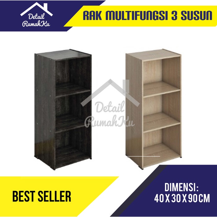 PROMO BISA COD RAK Rak Serbaguna/Rak Buku susun 3/Lemari Serbaguna Minimalis Termurah - Hitam SERBAG