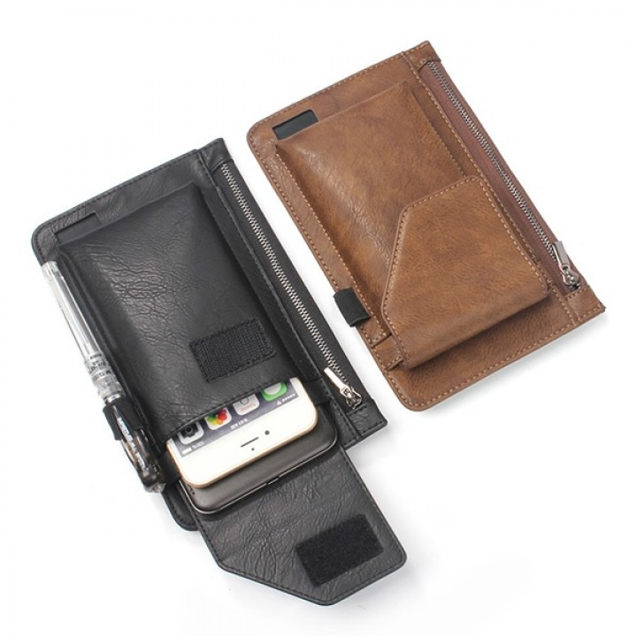 Waist Phone Bag PU Leather Vintage Model for Men - 6.3 inch Max