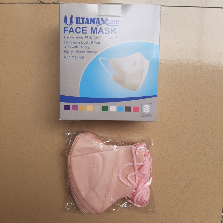 Masker Duckbill Utama U EMBOSS 3Ply Tali Senada Model Korea 1 box 50 pcs