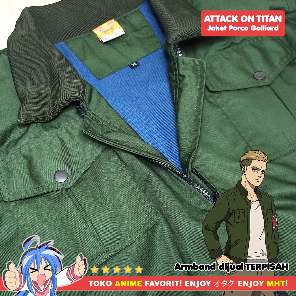 Jaket Anime Shingeki no Kyojin SNK Attack On Titan AOT Porco Galliard Militer Military