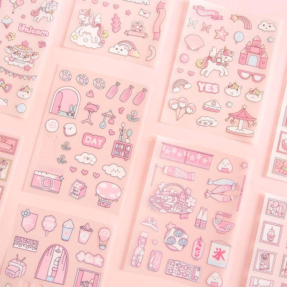 Quinton 4pcs / Pak Stiker Motif Kartun Untuk Dekorasi Buku Diary / Scrapbook DIY