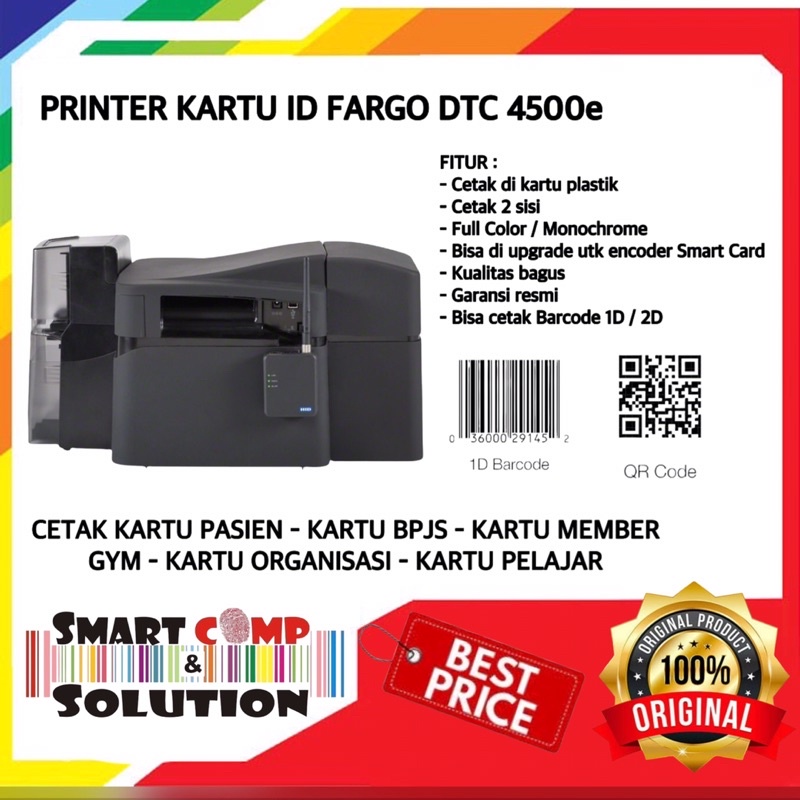 Printer ID Card Fargo DTC 4500e / Printer Kartu Single Side