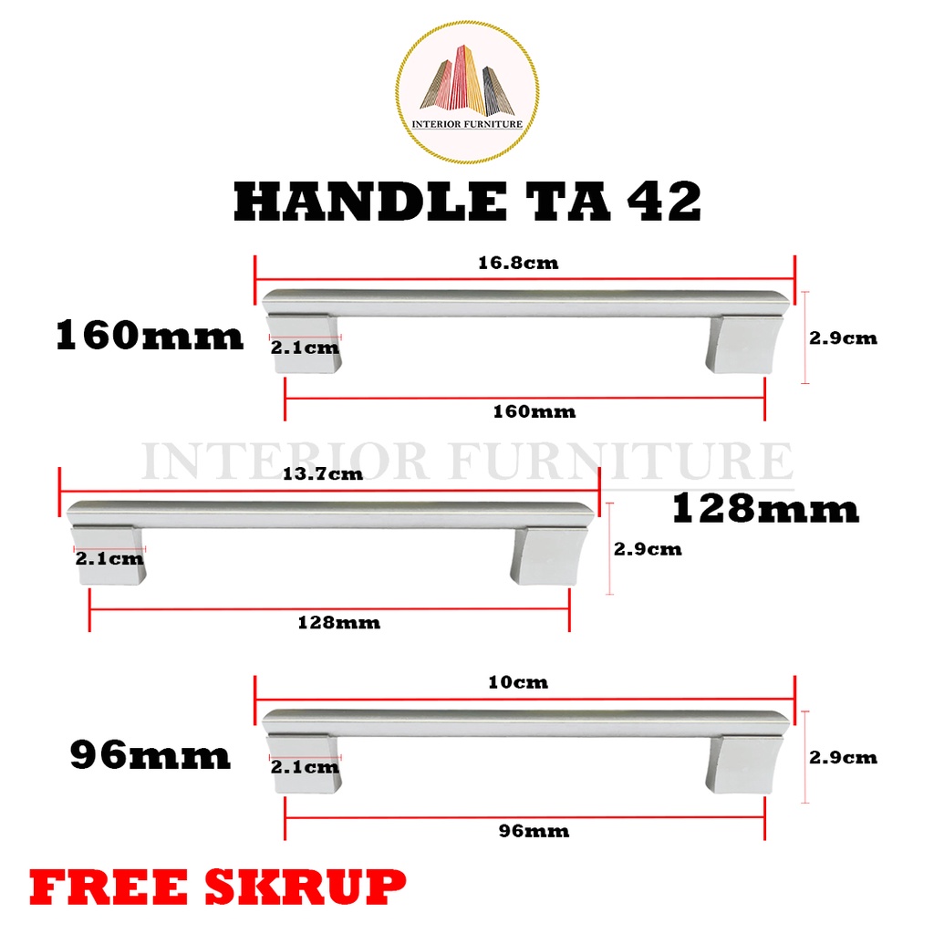 Tarikan Handel TA 42 Huben / Handle Laci Pintu Lemari Minimalis Gagang Pull Bar Lemari Dapur Kitchen