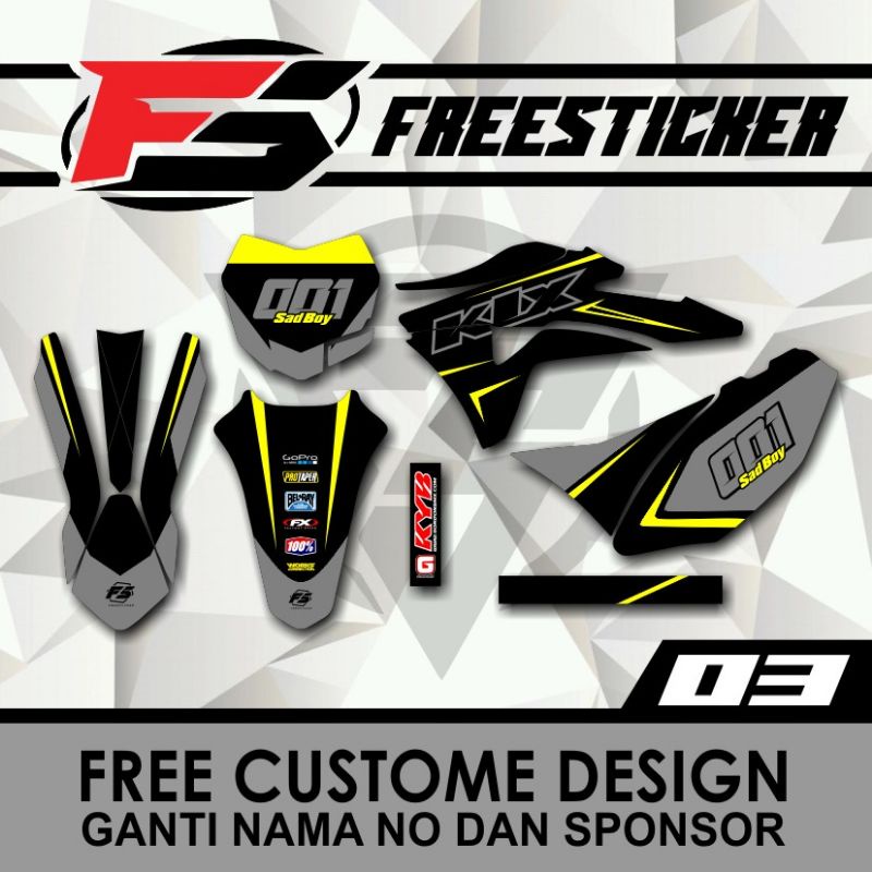 DECAL KLX GORDON KUNING SIMPLE ABU