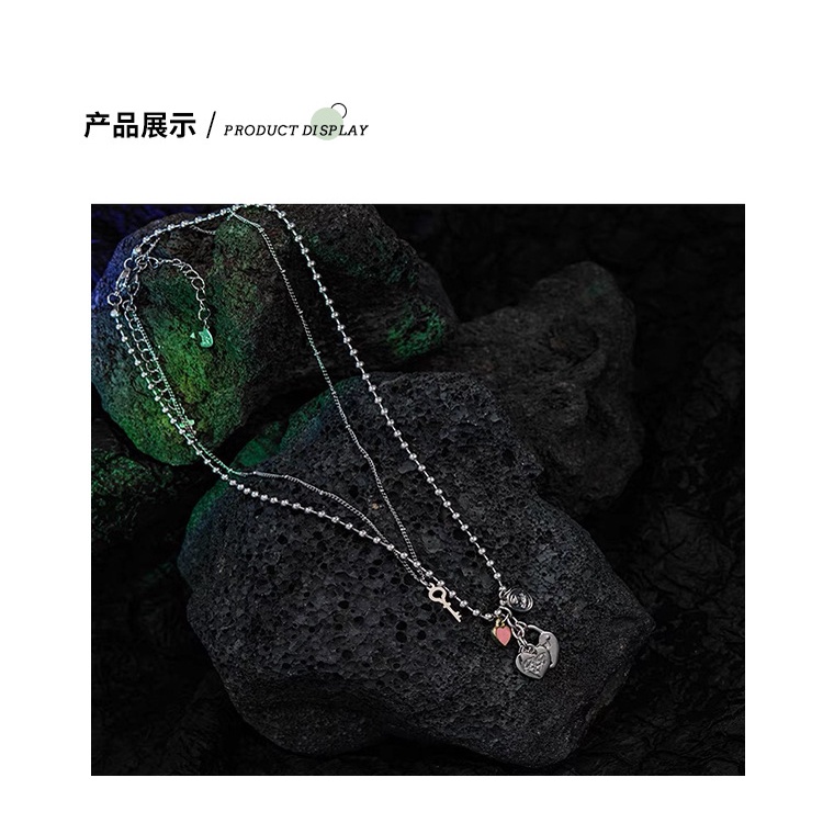 Sweet cool hati kepribadian rumbai double-layer kalung untuk wanita ins Jepang dan Korea sederhana g