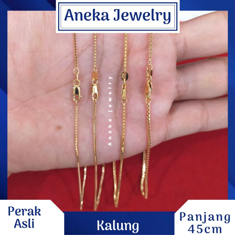 Kalung Italy Santa Variasi, Perak 925, Lapis Emas Kuning