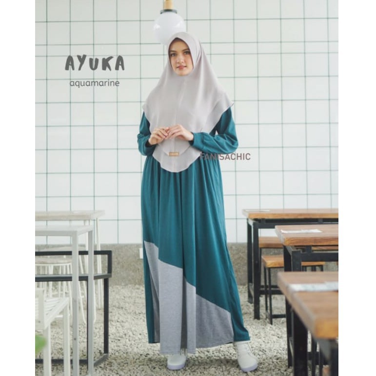 Gamis IBU MENYUSUI FANISACHIC Ayuka TANPA KERUDUNG Bahan Kaos - busui fanisa chic dress