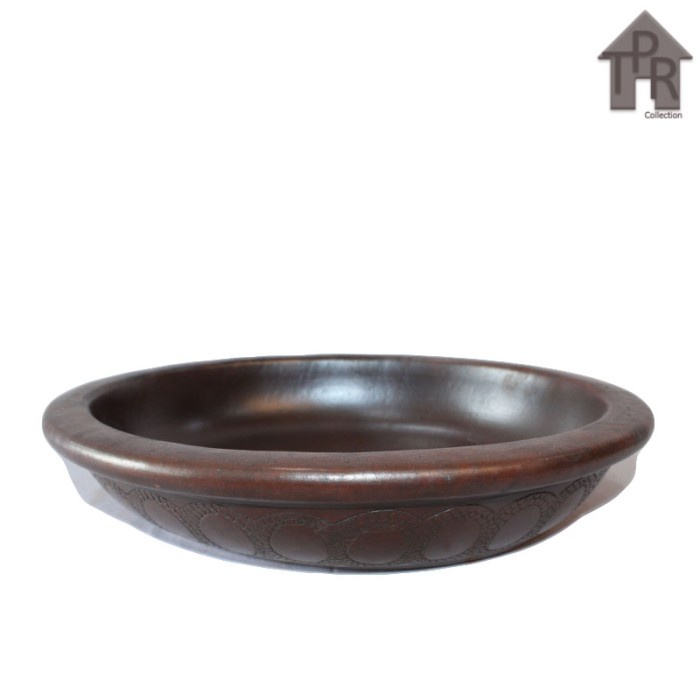 Gerabah - Pot Tanah Liat / Pot Bonsai Oval Motif Bulir D40