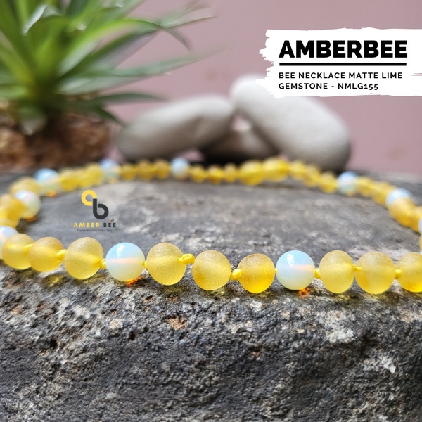 Kalung Amber Pereda Nyeri Tumbuh Gigi Anak Premium Mix Gemstone NMLG155 By Amber Bee