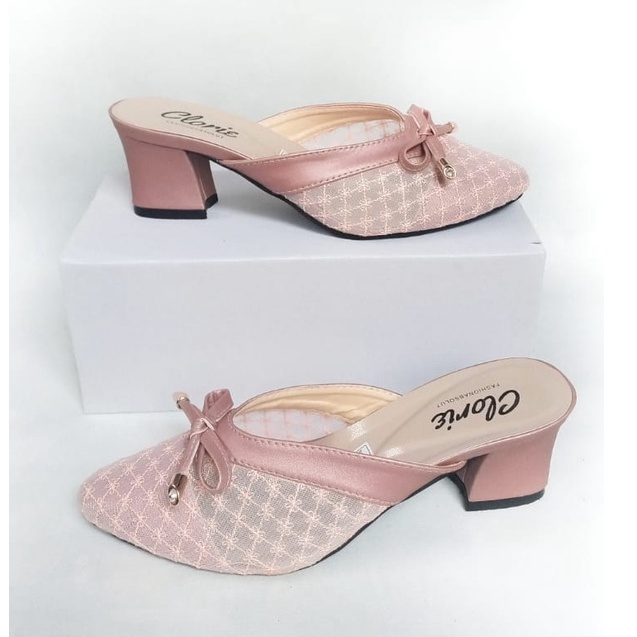 sandal /sepatu wanita hak tinggi/sendal Brukat/sandal bustong brukat/wedges BR01