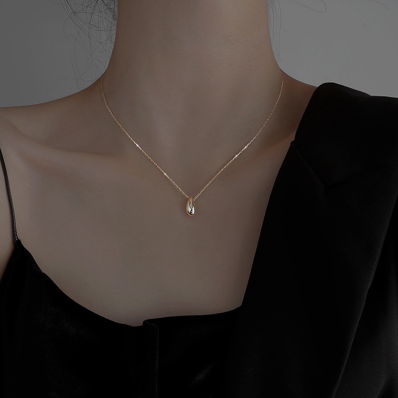 Kalung Rantai Klavikula Bahan S925 Sterling Silver Desain Water Drop Untuk Wanita