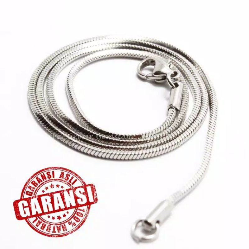 Kalung Titanium Model Petak silver-gold anti karat