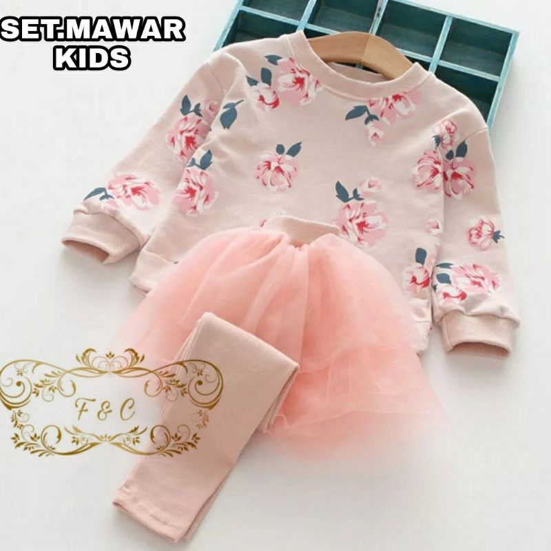 SET MAWAR KID FASHION PAKAIAN ANAK PEREMPUAN SETELAN FEHM