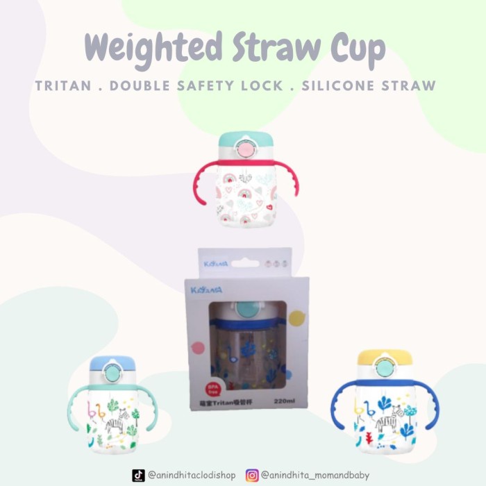 KAYANA Baby Tritan Weigted Straw Cup Botol Minum Sedotan Bayi