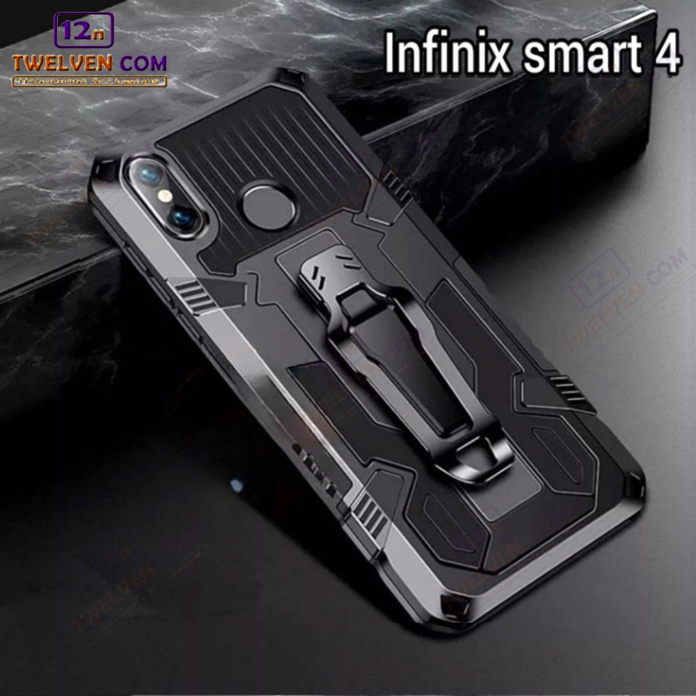 Case Shockproof Infinix Smart 4 Armor Hardcase Stand Clip