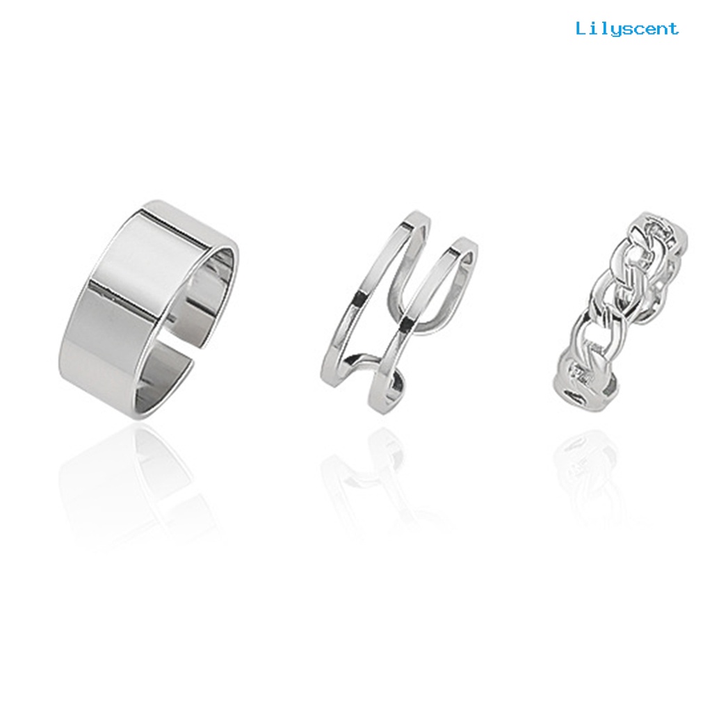 3pcs / Set Cincin Knuckle Model Terbuka Dapat Disesuaikan Untuk Aksesoris Perhiasan