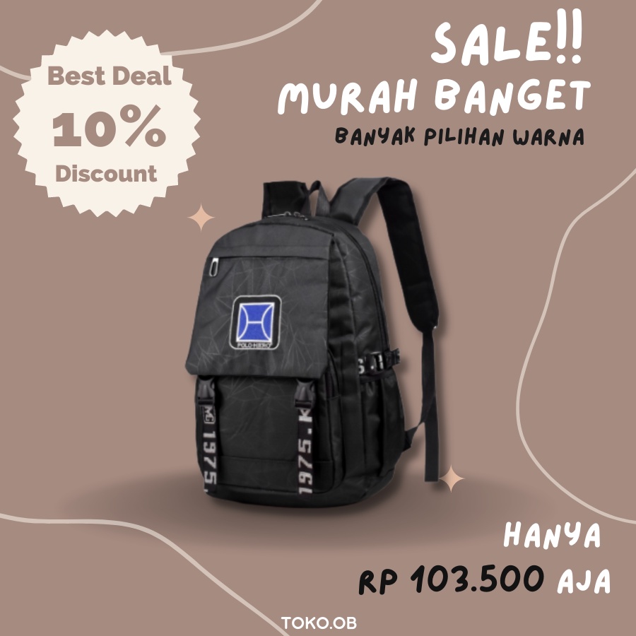 (Toko OB) Tas Murah Fashion Polo Hiero 72001 Tas Ransel Sekolah Backpack Kuliah Tas Kerja Tas Fashion Ransel Pria