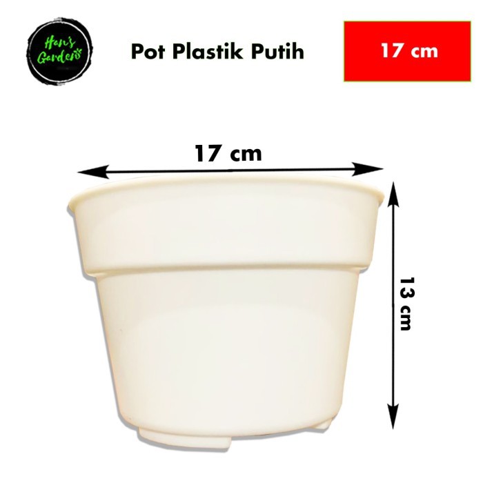 Pot bunga plastik 17 cm putih