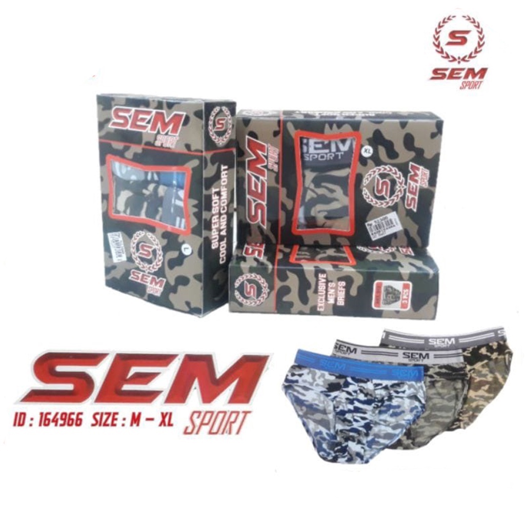 3 Pcs CD SEM Sport ARMY Pria Dewasa | Celana Dalam Agree Sport Karet Boxer Motif Tentara / Pasukan Khusus | Sguna