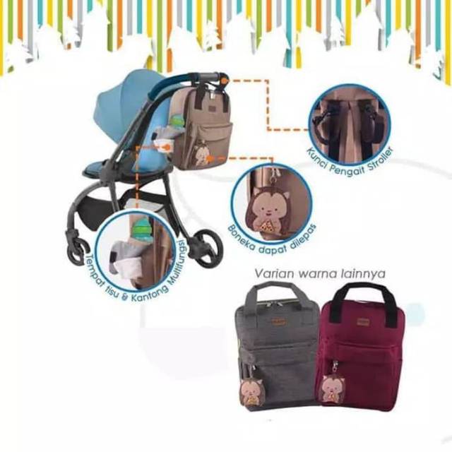 Tas kiddy Ransel Backpack baby 2in1 /  KD5030 diapers bag baby 2 in 1 Tas Kiddy Ransel Baby 2in1 KD 5030