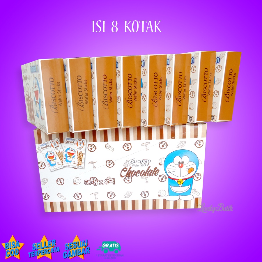 Biscotto Wafer Stick Rasa Coklat dan Vanilla Milk Isi 8 Kotak Lovelybutik