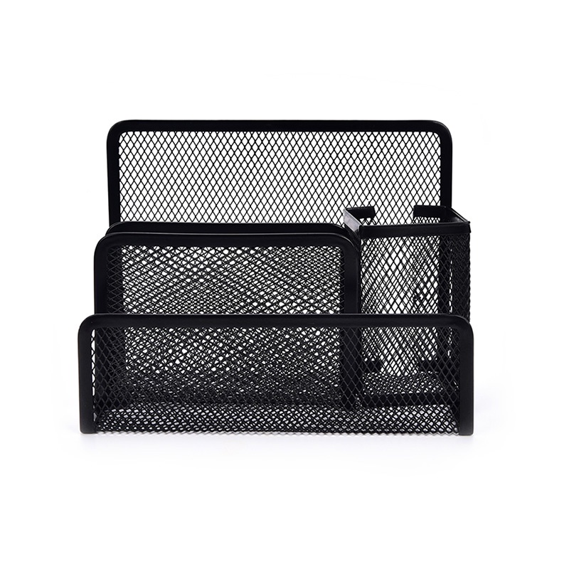 (LUCKID) 1pc Rak Organizer Mesh Hitam Holder Kertas Surat / File