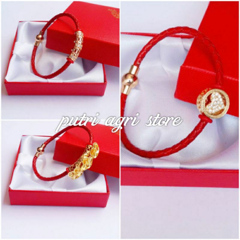 Gelang Tali Kulit Gelang Liontin Xuping Emas Aksesoris Wanita