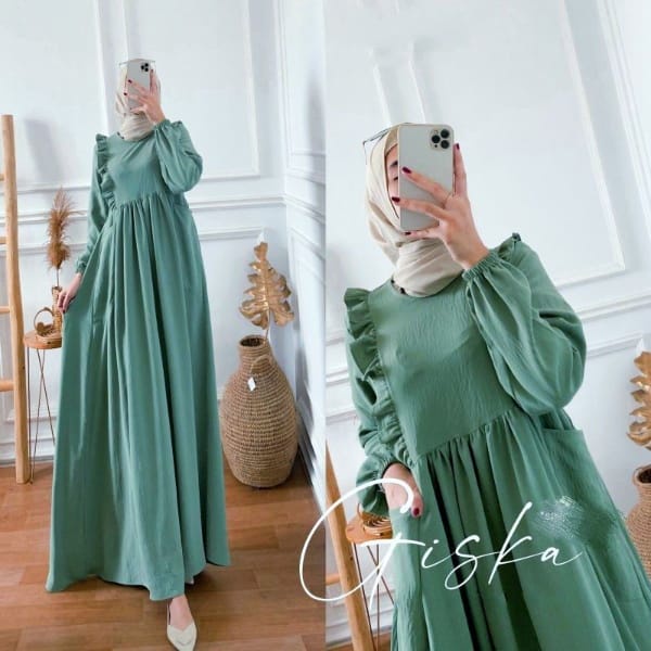 GISKA DRESS MAXY CRINGKLE AIRFLOW  DRESS WANITA KEKINIAN