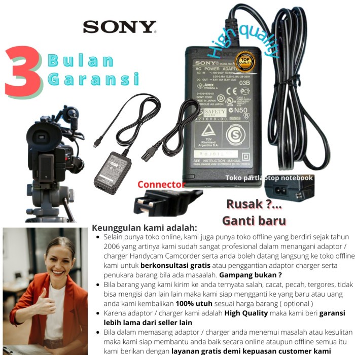 Jual charger adaptor Sony NEX-VG30, NEX-VG30EH, NEX-VG900E, NEX-VG30EH new