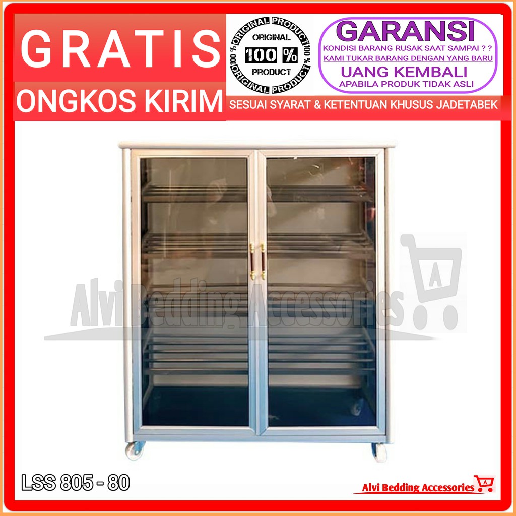 Rak Sepatu 5 Susun Aluminium LSS 805 - 80 Kaca Riben Bufet Lemari sendal sepatu Bupet