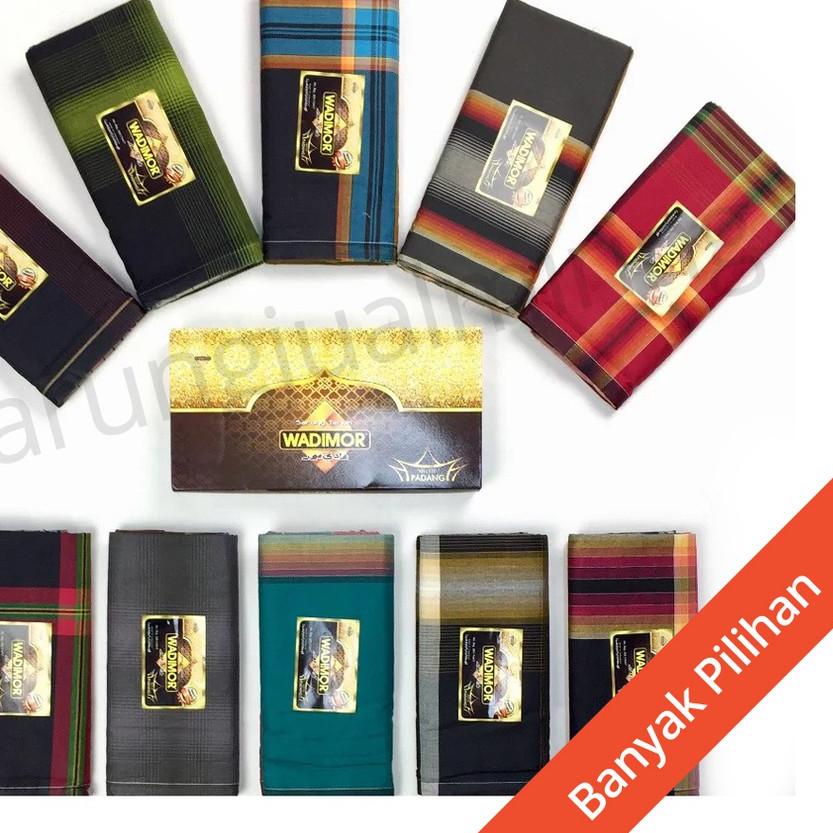 ✭ Sarung WADIMOR Aneka Motif - Padang Horizon Horison Hitam Putih Polos - Tenun Songket Sholat Premi