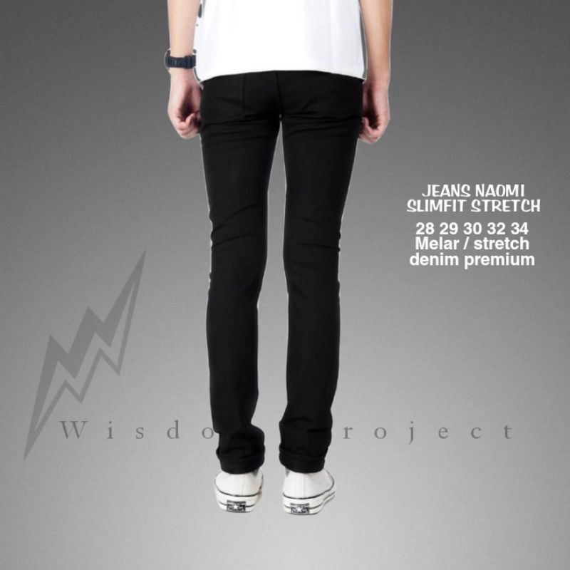 Wisdom Project Jeans Naomi Slim Fit Black Premium Stretch Denim Pria