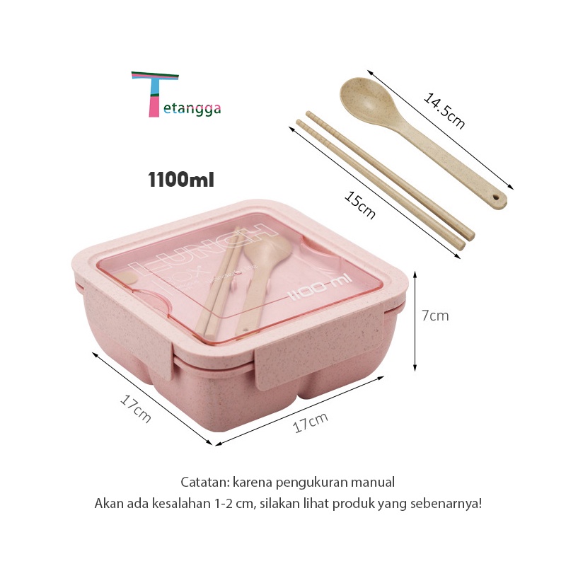 Lunch Box 1100 ml - Bento Box - Kotak Makan BPA FREE Lunch Box Anti Bocor Kotak