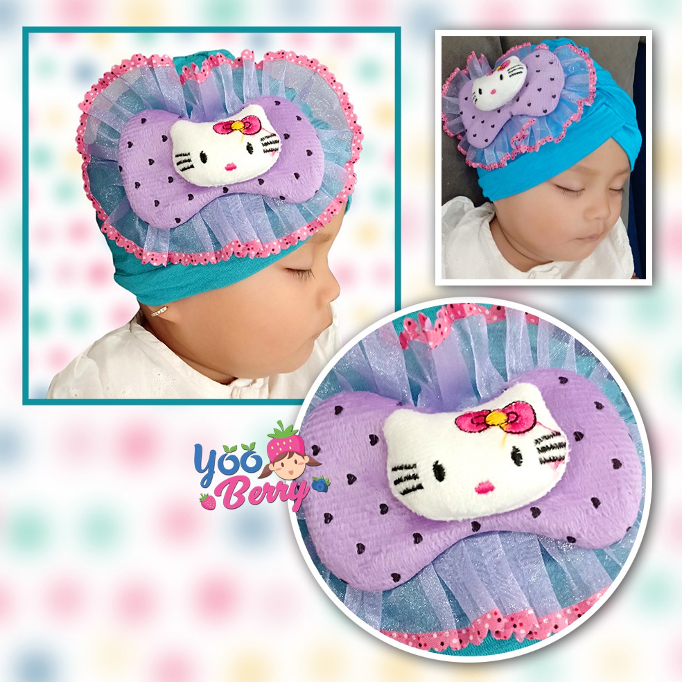 Berry Mart Turban Kaos Bayi Anak Muslim Topi Fashion Bayi Lucu Karakter Kitty Berry Mart