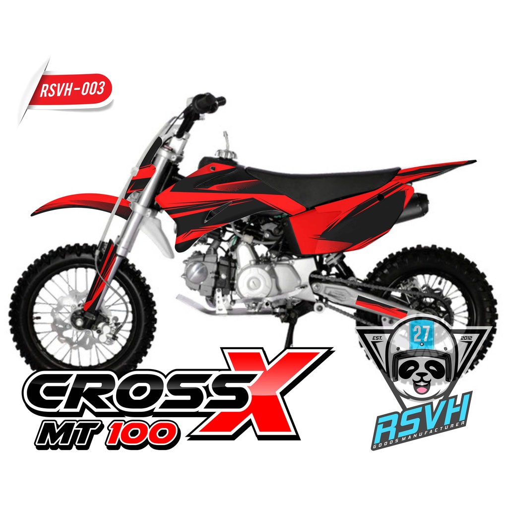 Decal Motor Viar Mini Cross X 100 - Red Black 003