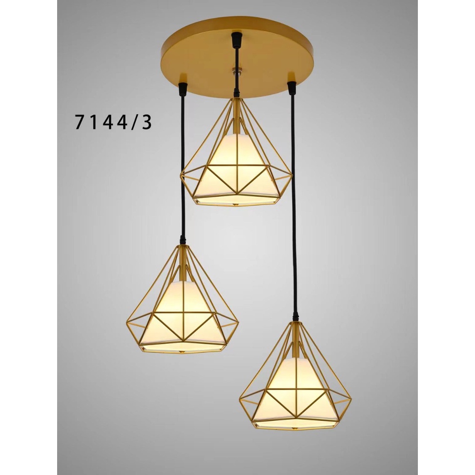 Lampu gantung Cabang diamond Gold cabang 3