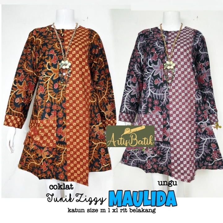 TUNIK ZIGGY MAULIDA  TUNIC BATIK JUMBO WANITA SERGAAM BATIK KERJA SERAGAM KANTOR  BATIK KULIAH SERAG
