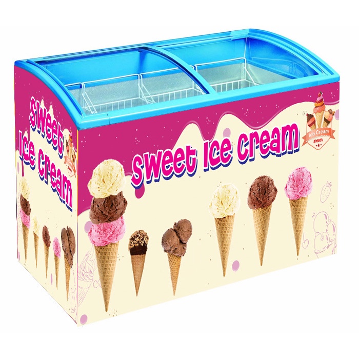 Stiker freezer Motif Sweet Ice Cream